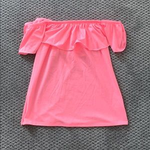 Neon pink lilly pulitzer off the shoulder top